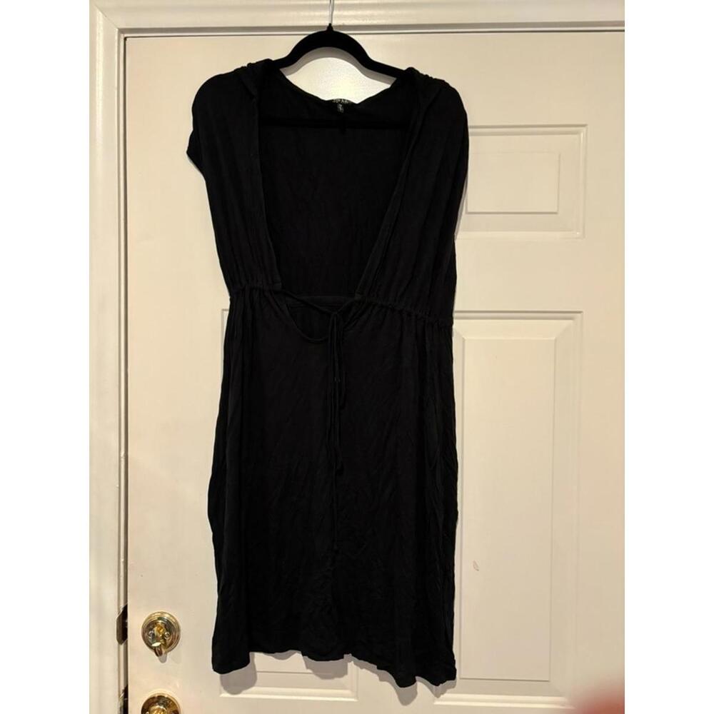 Womens Nicole Miller sz M black hooded dress #421